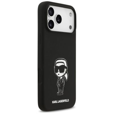 4. Karl Lagerfeld Silicone Karl Sketch & Logo MagSafe Case for iPhone 17 Pro Max - Black