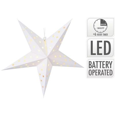 2. DECORATIVE PAPER STAR WITH LED ILLUMINATION 60CM WHITE TIMER