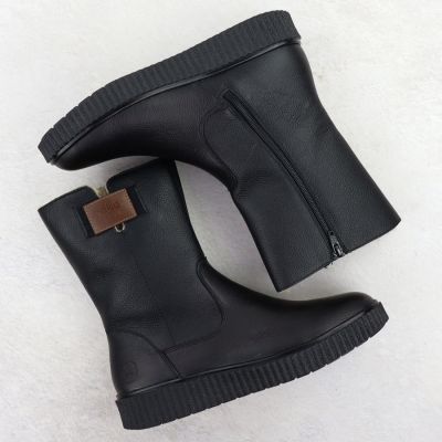 4. Black women’s leather platform ankle boots Rieker Y4355-00