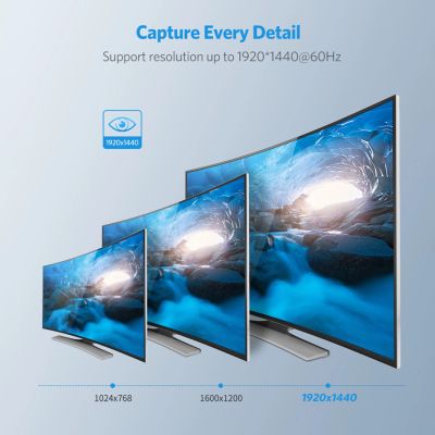 6. Ugreen 40254 1x2 VGA Splitter 1920x1440 60Hz - Black