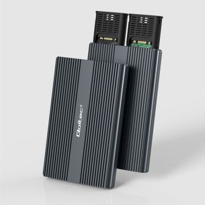 10. Qoltec Case | M.2 SSD drive bay | SATA | NVMe | USB-C | DUAL 2 x 2TB