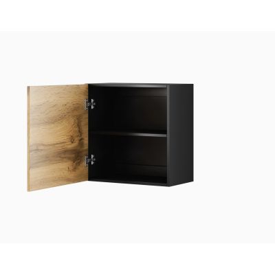2. VIGO square display cabinet 50/50/30 black/wotan oak