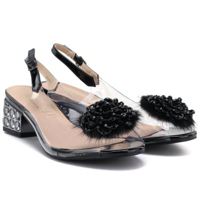 4. Black transparent sandals with a decorative heel D&A MR62-9100
