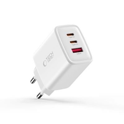 2. Tech-Protect NCA65W-GAN 3-Port 65W Wall Charger - White