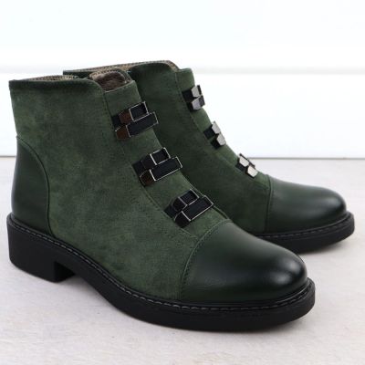 13. Green Women’s Suede-Look Lined Ankle Boots M.Daszyński SA252-4