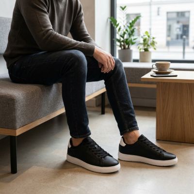 6. Men's sports shoes, eco-leather, black, Big Star TT174332