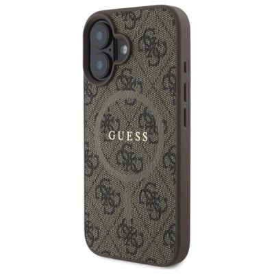 2. Guess 4G Ring Classic Logo MagSafe iPhone 16 Case - Brown