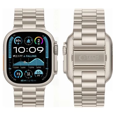 3. Tech-Protect Stainless Stainless Steel Bracelet for Apple Watch 44 / 45 / 46 / 49 mm – Silver-Gold