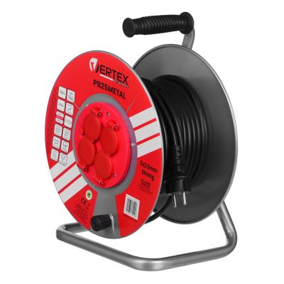 6. 25M VERTEX 3x2.5mm PB25METAL black electric extension cable reel
