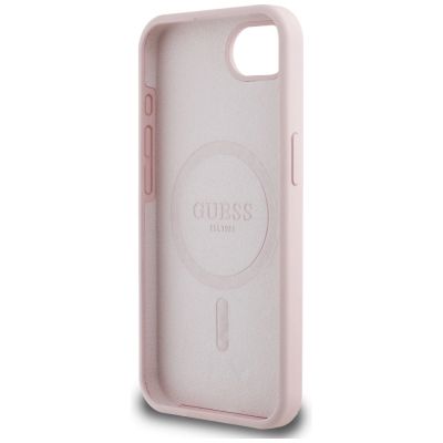 7. Guess Silicone Script Metal Logo MagSafe iPhone 16e Case - Pink