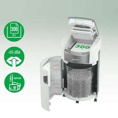 4. Leitz IQ Optimax AutoFeed 300 shredder, P4, 300 sheets, 25 l bin