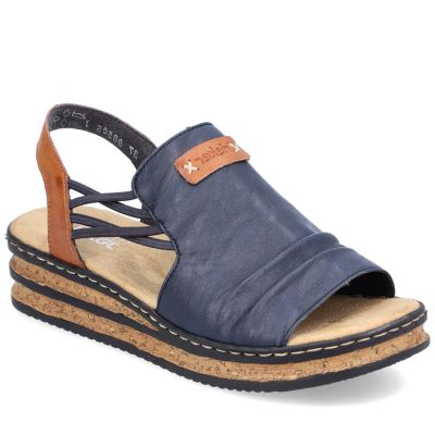 Comfortable women's wedge sandals, blue Rieker 62962-14