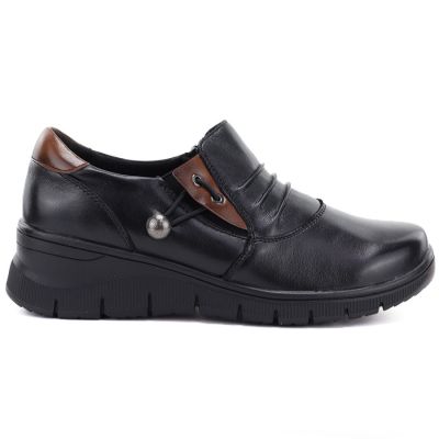 2. Women's leather wedge shoes, black, Vinceza 133118