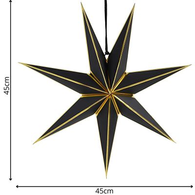 5. PAPER STAR DECORATION 45 CM, 7-POINT, BLACK, SASKA GIFT & DECOR