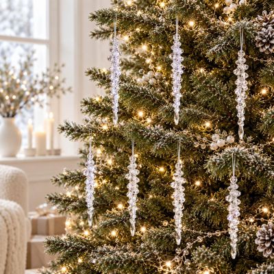 5. Safe Plastic Christmas Tree Icicles, Height: 18 cm, 7 pcs, MICA