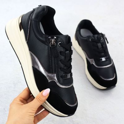 2. Women's black leather metallic shoes Filippo DP7105/25