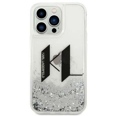 3. Karl Lagerfeld Liquid Glitter Big KL case for iPhone 14 Pro - silver