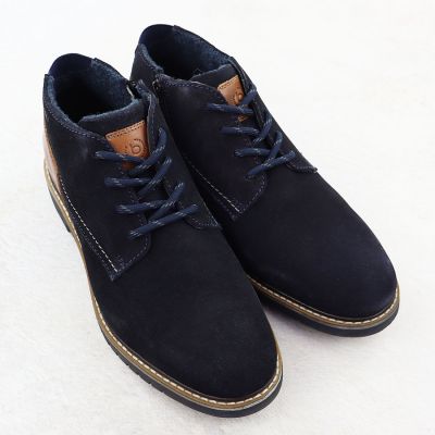 3. Men's suede leather ankle boots navy blue Bugatti 331-8373H-1400