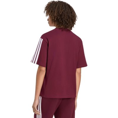 3. Women's adidas Essentials 3-Stripes Boyfriend T-Shirt in Burgundy KF6287