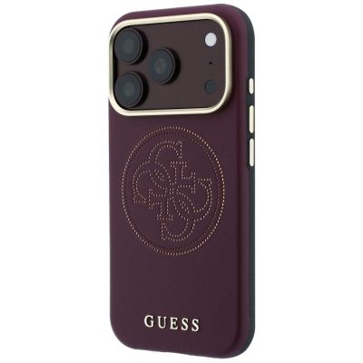 2. Guess Perforated 4G Gold Logo Magsafe Case for iPhone 18 Pro / 17 Pro - Burgundy