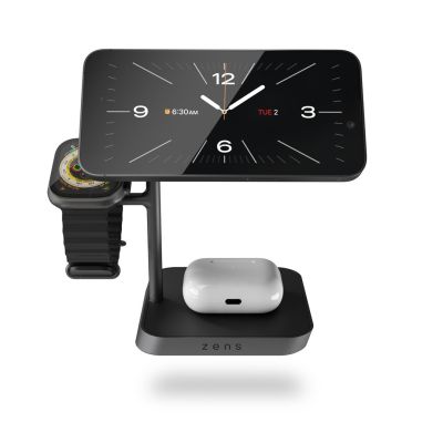 2. Zens Aluminum Series 3 in 1 Magnetic Wireless Desktop Charger Pro 3+ Watch with Power Supply