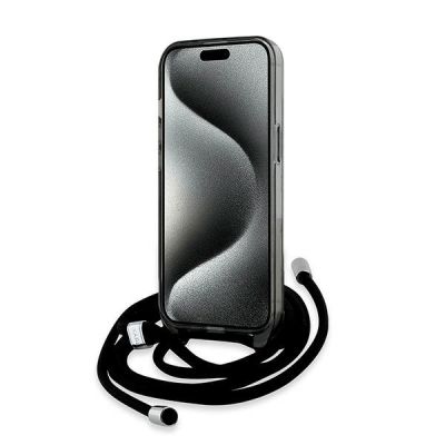 4. Karl Lagerfeld IML Crossbody Monogram Karl & Choupette Head MagSafe Case for iPhone 15 / 14 / 13 - Black