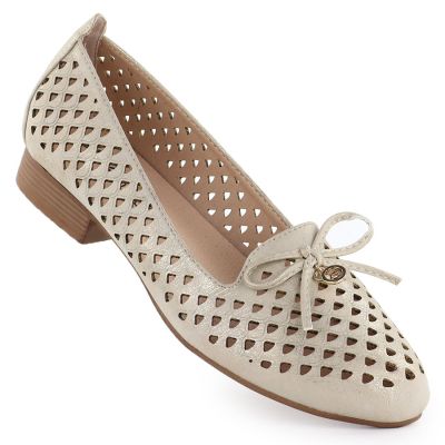 Women's openwork gold lords shoes Jezzi 222-5