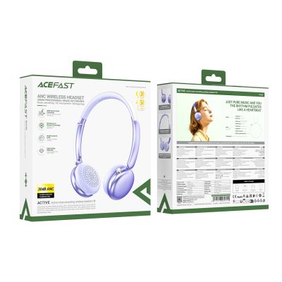 4. Acefast H8 Wireless On-Ear Headphones with ANC - Purple
