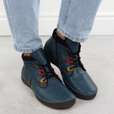 7. Comfortable insulated blue women's ankle boots Rieker 52544-14