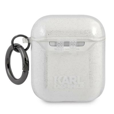 2. Karl Lagerfeld Glitter Karl's Head case for AirPods 1/2 - silver