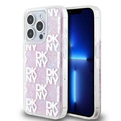 DKNY Liquid Glitter Multilogo iPhone 15 Pro Case - Pink