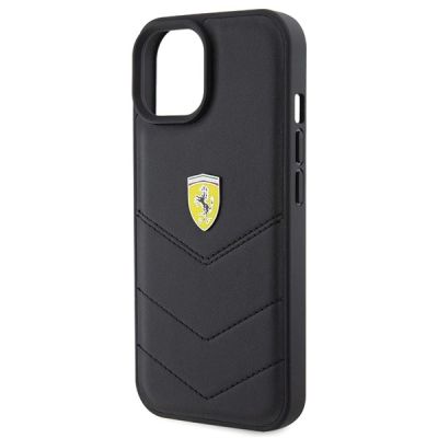 6. Ferrari Quilted Metal Logo case for iPhone 15 - black