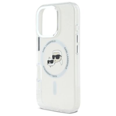 6. Karl Lagerfeld IML Metal Karl&Choupette Head MagSafe Case for iPhone 16 Pro - White