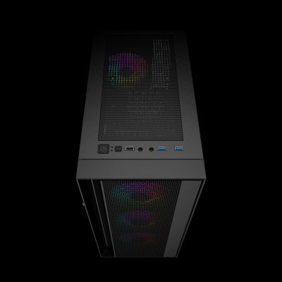 4. GEMBIRD FORNAX 4000 MIDI-TOWER CASE (2X USB 3.0, 1X USB 2.0, HD AUDIO, GLASS SIDE PANEL, ARGB BACKLIGHT) BLACK