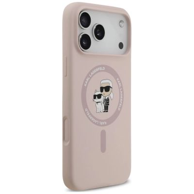 4. Karl Lagerfeld Silicone Karl&Choupette Ring MagSafe Case for iPhone 18 Pro Max / 17 Pro Max – Pink