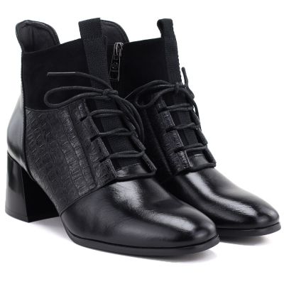 4. Women's insulated high-heeled ankle boots, black, Vinceza 58670