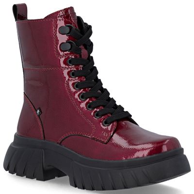 Women's leather ankle boots, burgundy platform, Rieker W1870-35