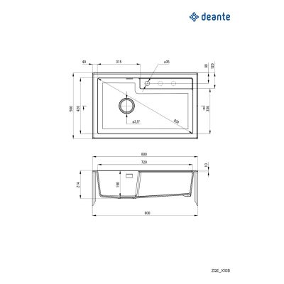 2. Deante Eridan ZQES10B granite sink 80x50 cm