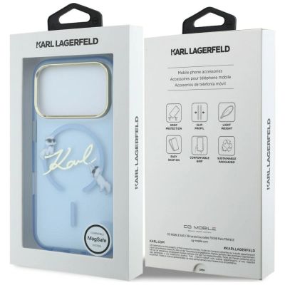 8. Karl Lagerfeld Script Logo MagSafe Case for iPhone 18 Pro / 17 Pro - Light Blue