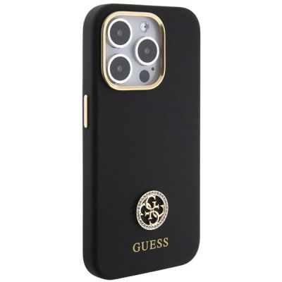 4. Guess Silicone Logo Strass 4G case for iPhone 15 Pro Max - black