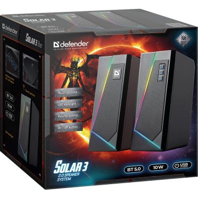 3. DEFENDER SOLAR 3 2.0 BLUETOOTH SPEAKERS 10W LED USB