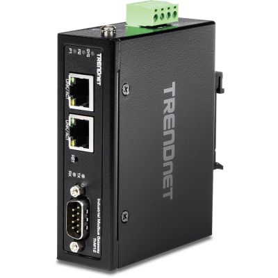 TRENDnet TI-M12 Industrial Gateway - 100Mb LAN, RS-232, RS-485, Modbus, RS-442 - DC - Wall/DIN rail mountable - TAA compliant