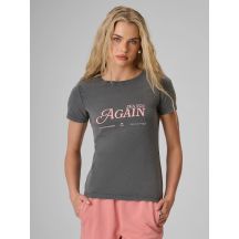 Women's slim T-shirt with print 4F 4FRAW26TTSHF4373-24S