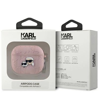 3. Karl Lagerfeld Monogram Karl & Choupette Head Case for AirPods 3 - Pink