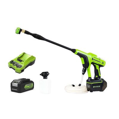 24V GREENWORKS G24PWK4 Pressure Washer - Charger + 4Ah Battery Set - 5105307UB