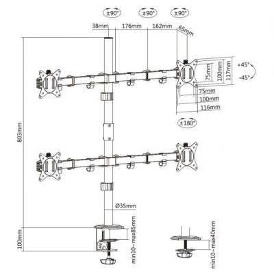 3. Table mount 17"-32"/4TFT 360° H.verst. 9Kg black lite