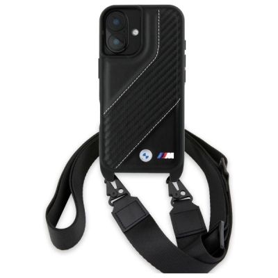 2. BMW M Edition Carbon Stripe & Strap iPhone 16 Plus Case - Black