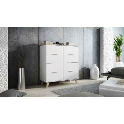 7. Chest of drawers LOTTA 110 4D white + sonoma oak