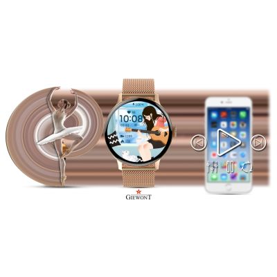 13. GIEWONT Rose Gold Women's Smartwatch GW330-1
