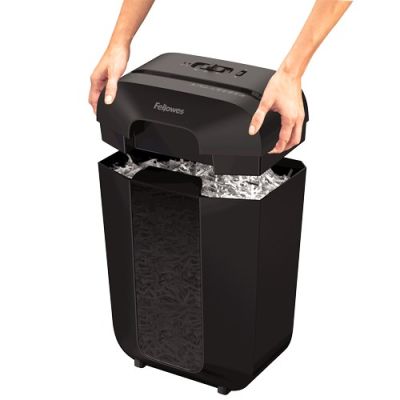 4. Fellowes LX70 paper shredder, 4407501 black, 18 liters, Shreds up to 11 A4 sheets (70g) at a time into 4×40 mm (P-4/T-4) particles, Safety Lock